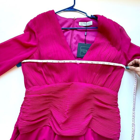 NWT Ieena for Mac Duggal Pleated Bell Sleeve Chiffon Cocktail Mini Dress, style - Picture 13 of 13